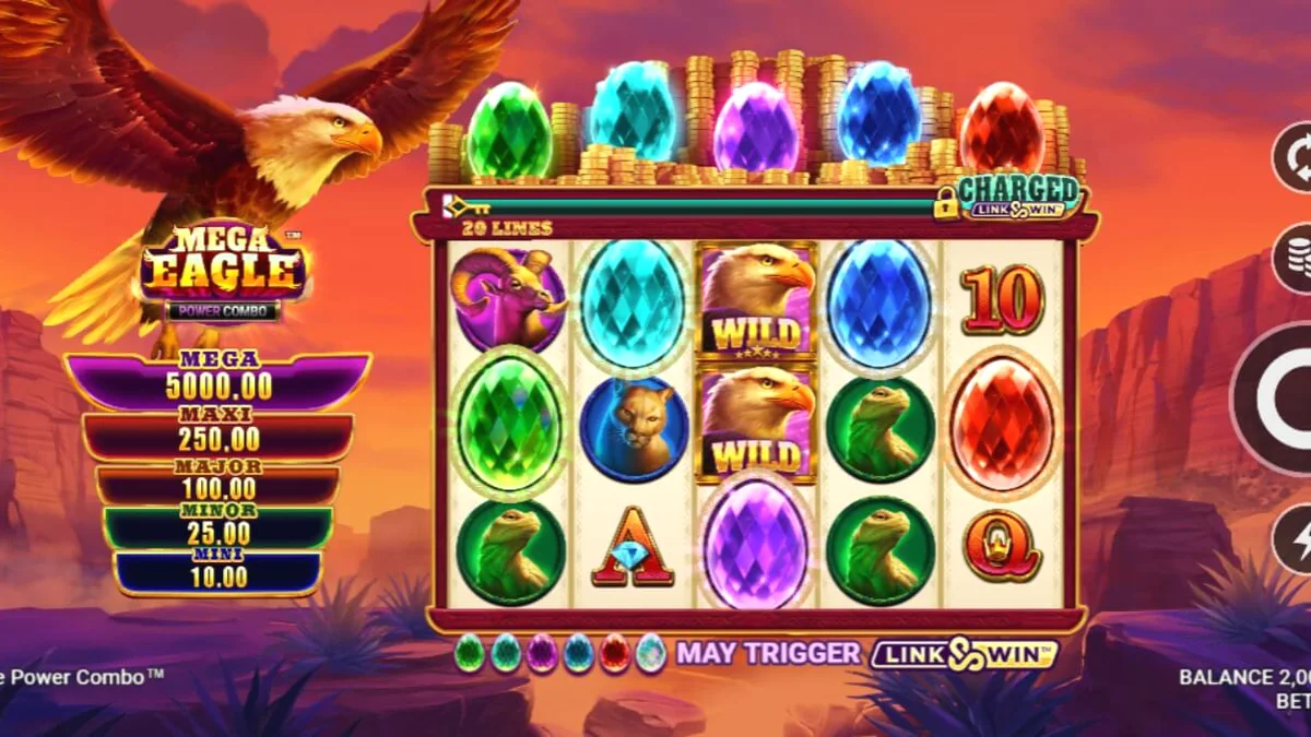 Pemandangan alam liar Amerika Utara dalam slot Mega Eagle Power Combo