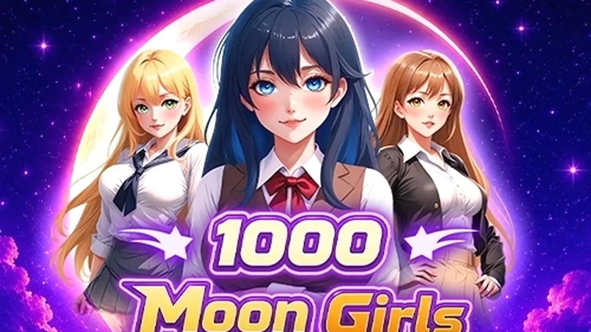 Tampilan visual slot 1000 Moon Girls dengan tema bulan yang memukau