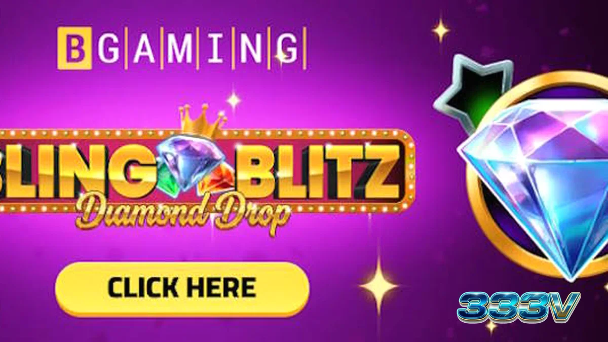 Tampilan visual slot Bling Blitz Diamond Drop dengan latar belakang gelap dan simbol berlian.