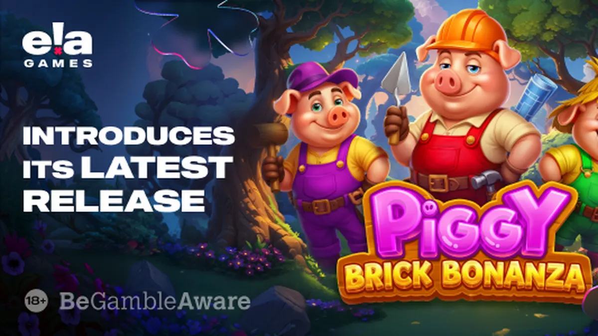 Tampilan visual slot Piggy Brick Bonanza dengan tema babi dan bangunan bata