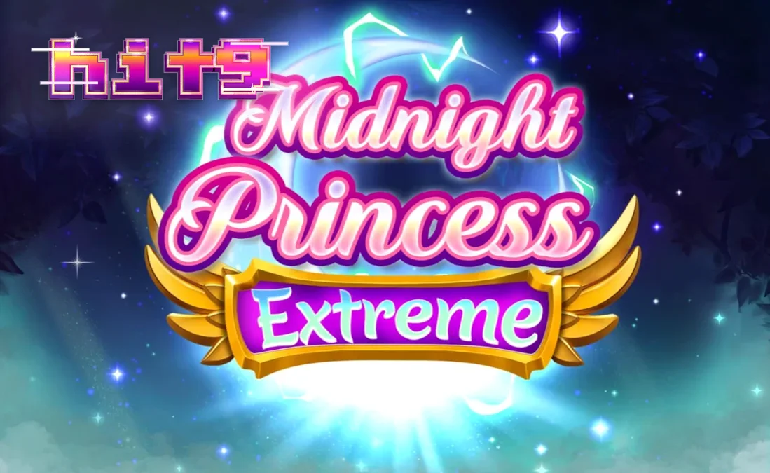 Tampilan layar permainan slot Midnight Princess Extreme dengan tema anime kosmik dan tiga putri pejuang.