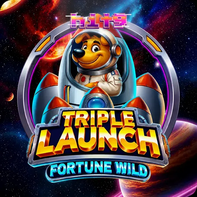 Tampilan antarmuka slot Triple Launch Fortune Wild dengan meteran roket di atas gulungan